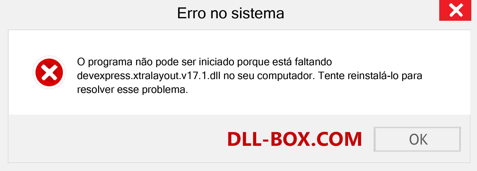 Arquivo devexpress.xtralayout.v17.1.dll ausente ?. Download para Windows 7, 8, 10 - Correção de erro ausente devexpress.xtralayout.v17.1 dll no Windows, fotos, imagens